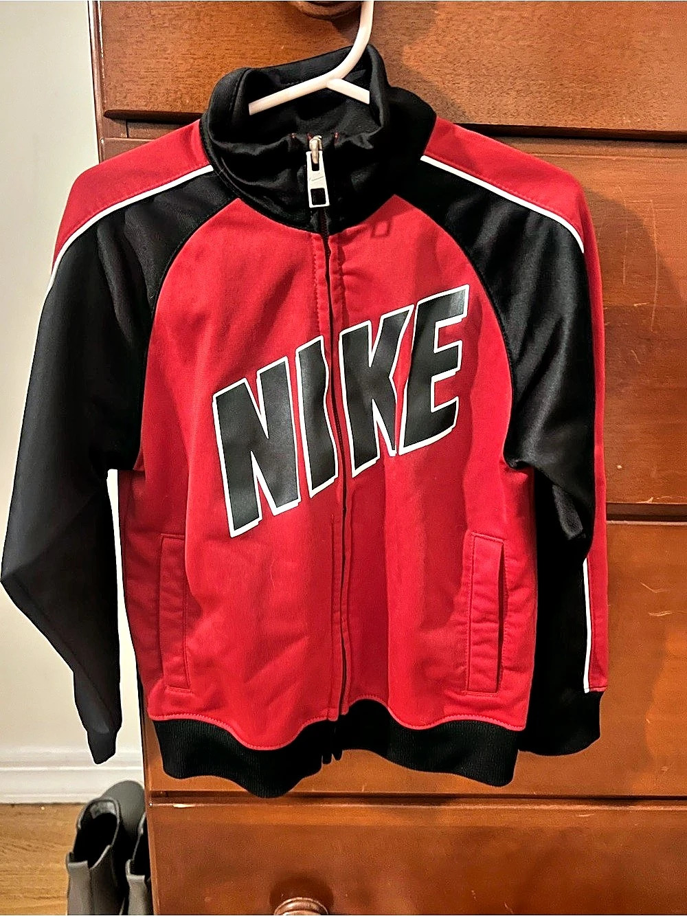 Nike Color Block Track Jacket in Red & Black